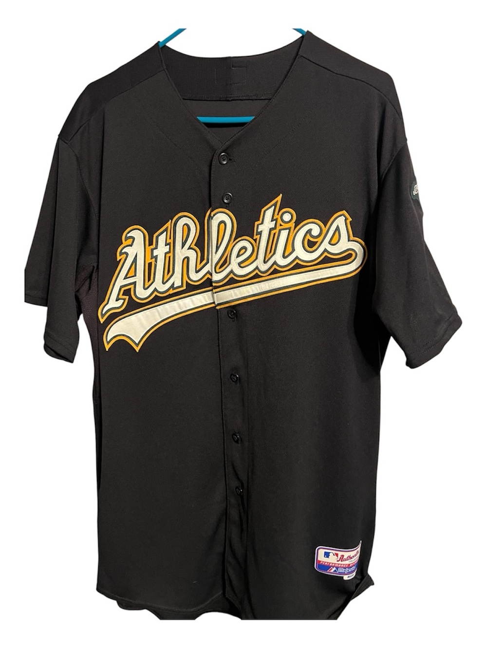 Vintage Majestic Authentic Oakland A's Black Jersey Size 48 XL Made in USA